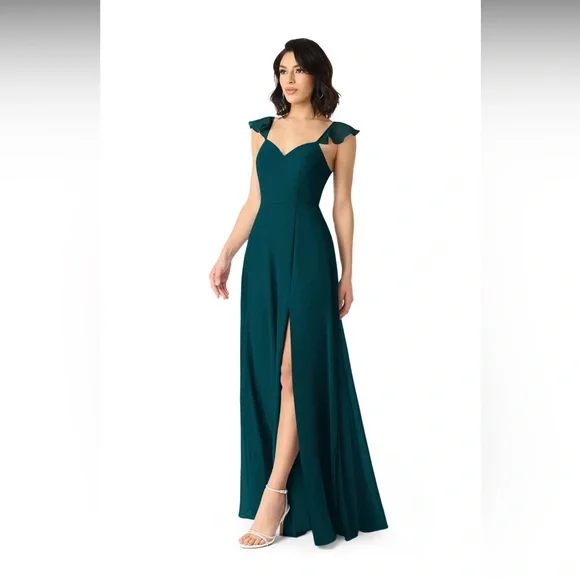Azazie | Dresses | Azazie Everett Pine Green Aline Vneck Bridesmaid Dress |  Poshmark